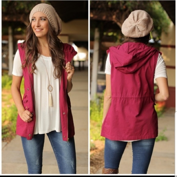 Infinity Raine Jackets & Blazers - 💖Wine Military Cargo Vest by Infinity Raine